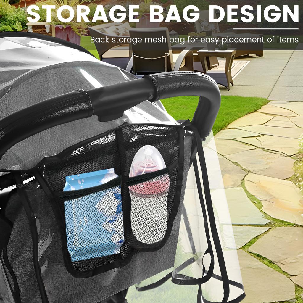 Stroller Rain Cover EVA Waterproof Rain Cover Baby Stroller Accessory With Vent Holes Double Zipper Closure Clear Stroller Cover