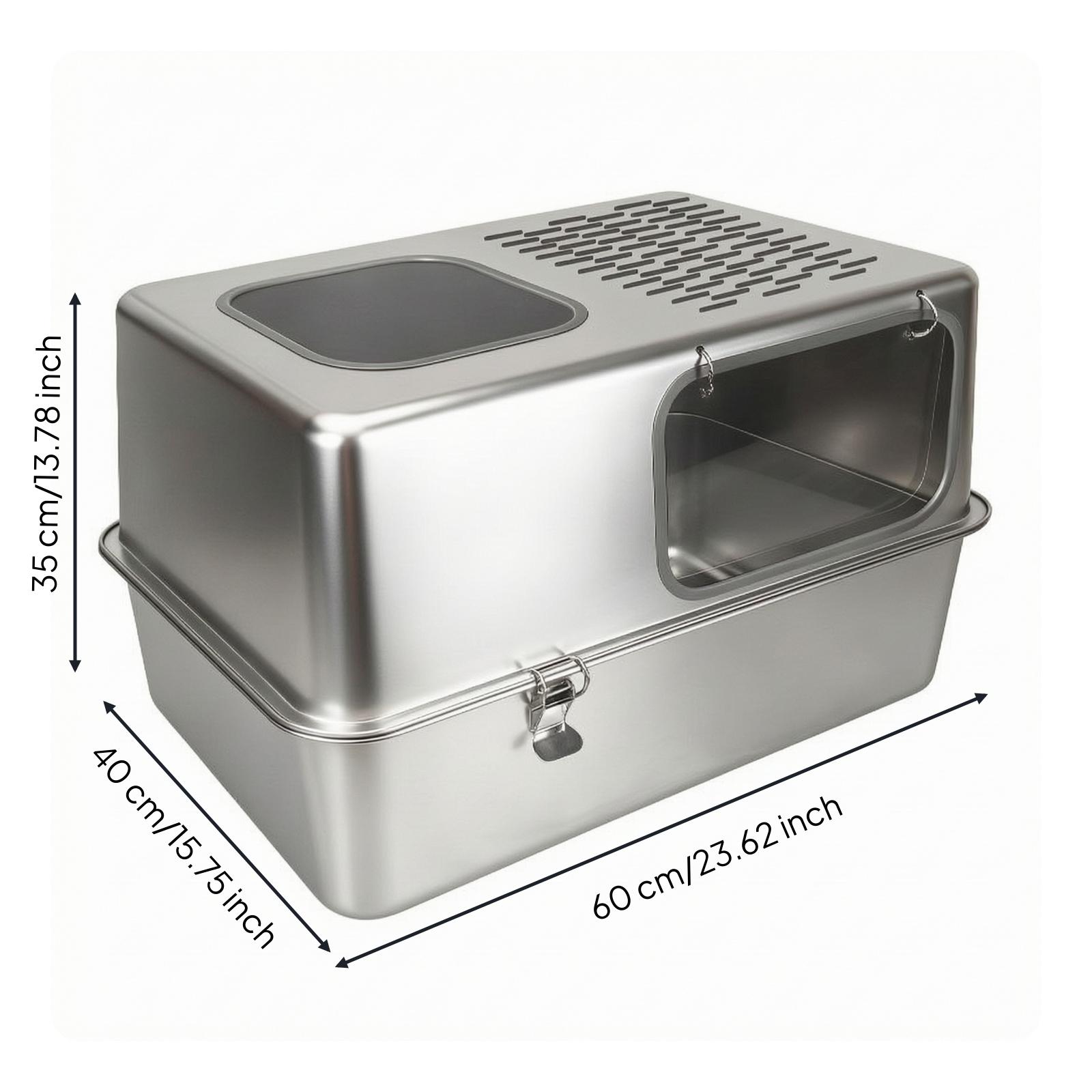 Enclosed Cat Litter Box Scratch-Resistant Stainless
