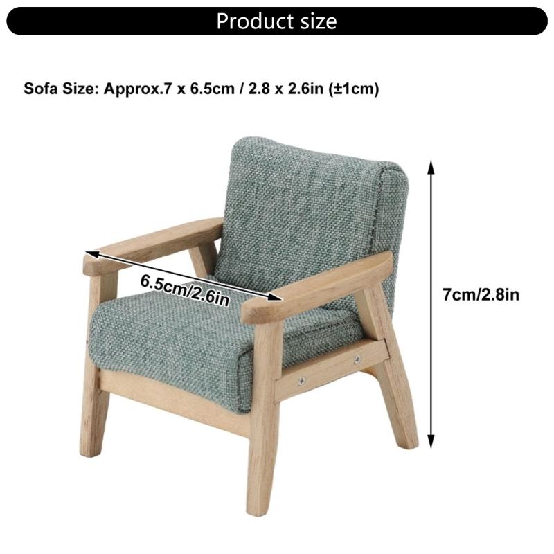 Bedroom Single Sofa Bright Armchair Miniature Furniture Model Doll Houses Couch Accessory Realistic Playset 1:12