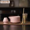 Ink Dot Romantic Pink Matcha Eight-piece Set Song Dynasty Tools Tea Whisk Brush Powder Sieve Japanese Ceramic Bow Tea Items Gift