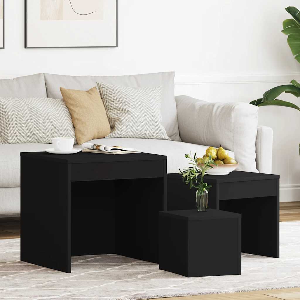 Vidaxl Nesting Tables, 3 Pcs, Black