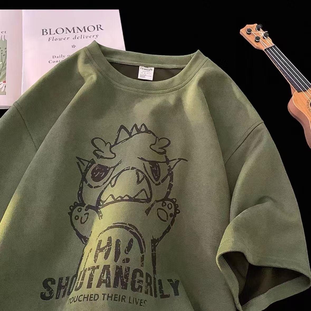 

Футболка с коротким рукавом для мальчиков и девочек, летняя белая простая футболка, специальный интересный модный бренд, уличный дизайн, нижняя часть рубашки, верхняя часть 3XL армия зеленый