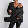 Women's Fashion Loose Cable-knitted Long Sleeve Cardigan Jacket