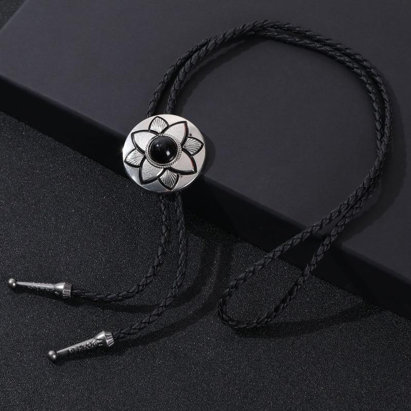 Adjustable Enamel Western Polo Tie Alloy Pendant Bow Tie Rope