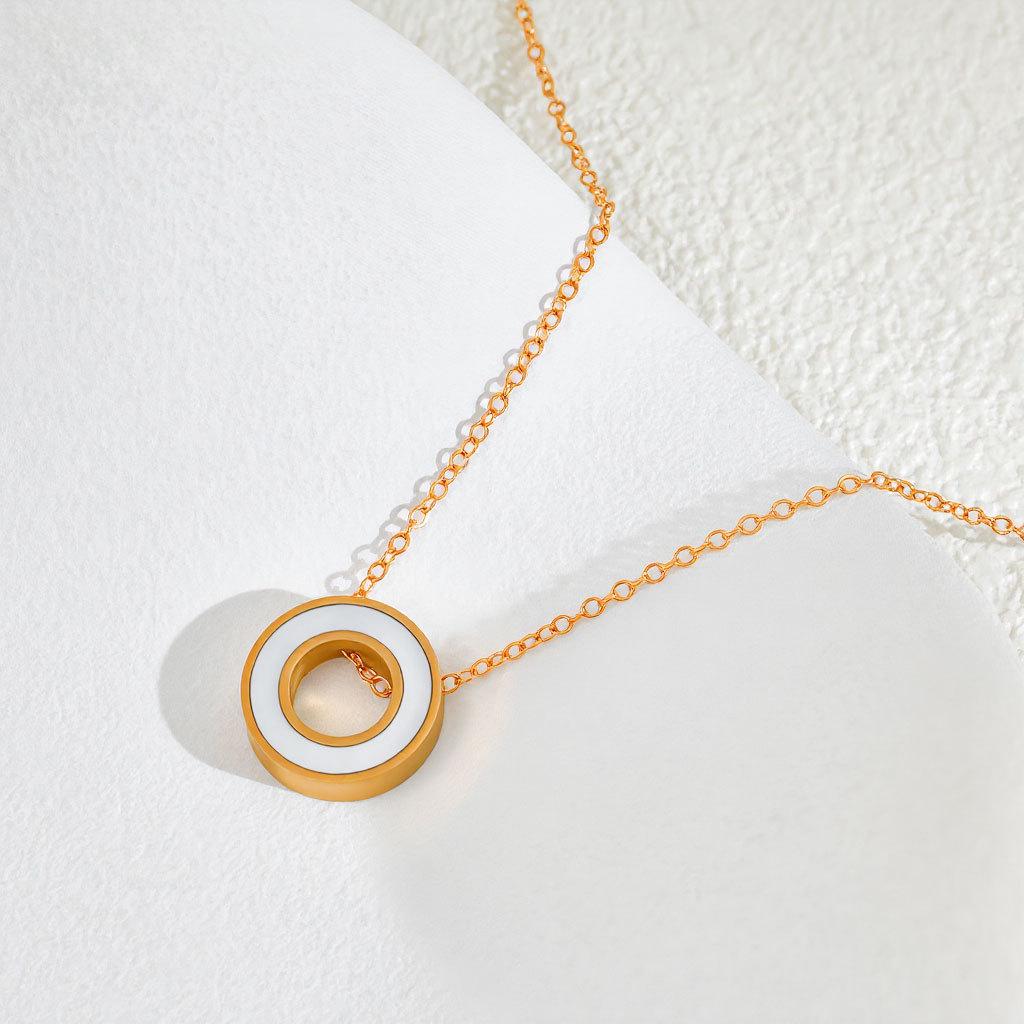 Simple Black And White Ring Stainless Steel Necklace, Simple And Generous Temperament Women'S Necklace Accessories