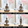 OwMell Lot of 4 Meditation Yoga Pose Statue Figurine Ceramic Yoga Figure Set Decor - Patina Gold