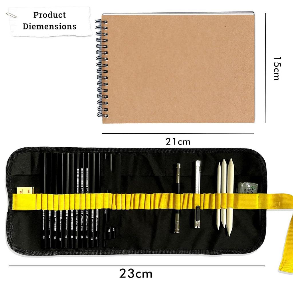 Sketch Pencil Set -and Shading Pencil Set for Artists, with A5 Drawing Sketch Book, Perfect Sketching Kit of Charcoal Pencil (23 Pcs.)