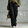 Relaxed Vintage Olive Green Drawstring Wide Leg Cargo Sweatpants