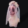 Spooky Gothic Bride Headwear Flower Headband Veil for Halloween Parties Masquerades Mask Day of the Death Bridal Costume