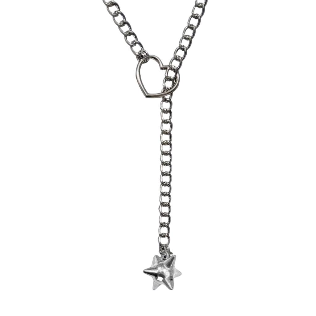 Adjustable Heart Pendant Slip Chain Necklace Jewelry Accessory for Women Cuban Styles Choker In Gold Silver Black
