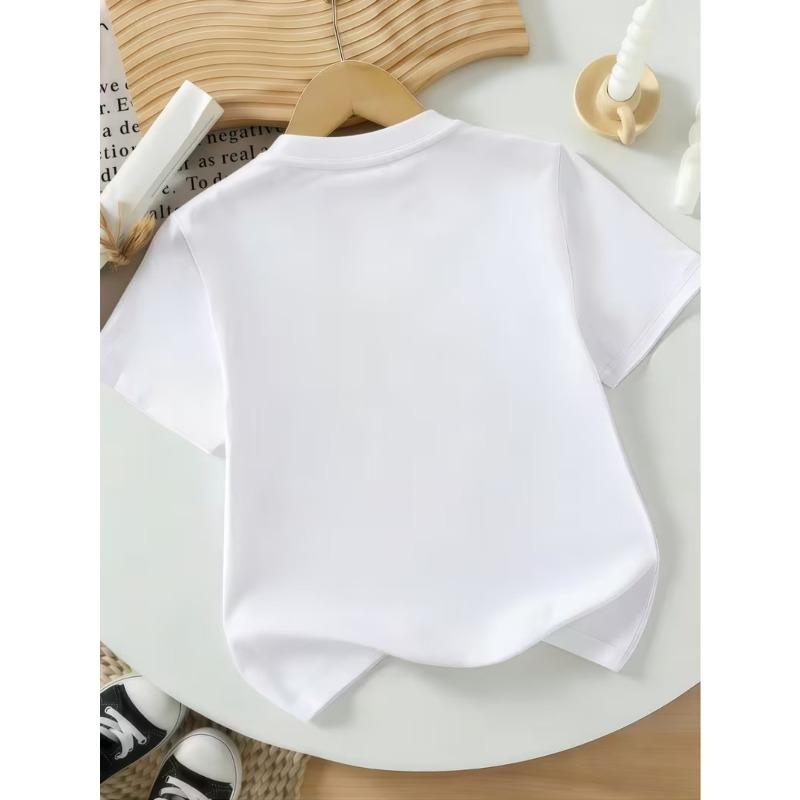 European sizes Girls' 4-Panel Cute Corgi Print Short Sleeve T-Shirt - Casual Round Neck Regular Fit, Soft Cute Multiple Expression