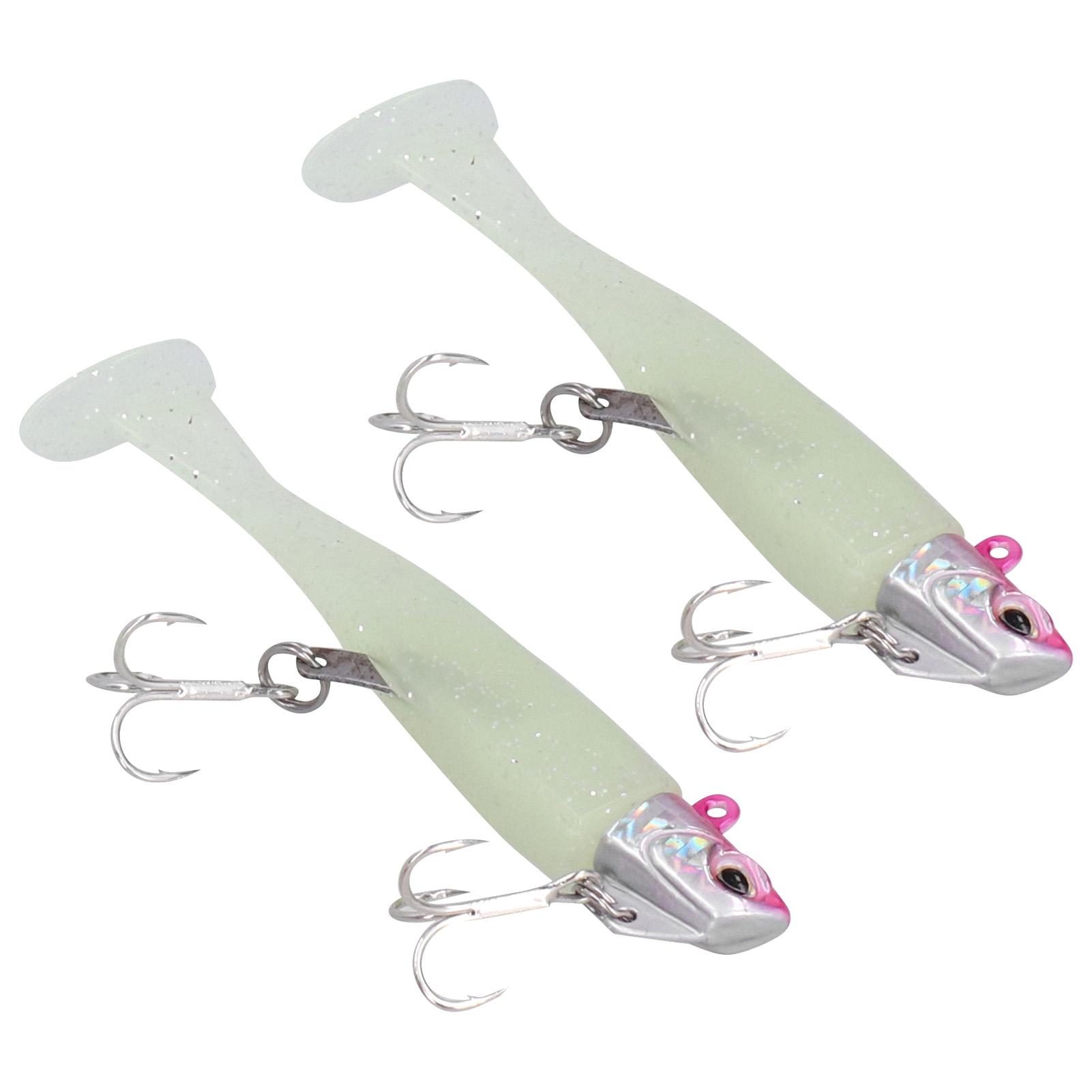 

2шт изогнутые режущие головки для морской рыбалки двойной крючок с Т-образным хвостом мягкая имитация приманки