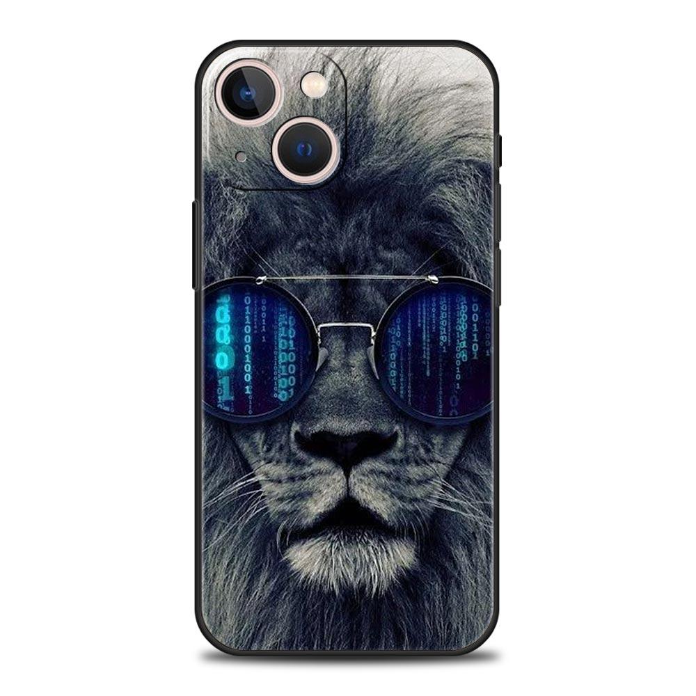 Animal Lion Wolf Tiger Phone Case For iPhone 17 16 15 Pro Max 11 12 13 14 7 8 Plus SE 2020 X XR XS Cover Soft Black