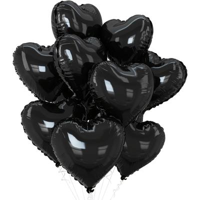 Set di 10 Palloncini in Foglio di Alluminio a Forma di Cuore Neri e Dorati Decorazioni Versatili per Feste Matrimoni, Compleanni, Lauree