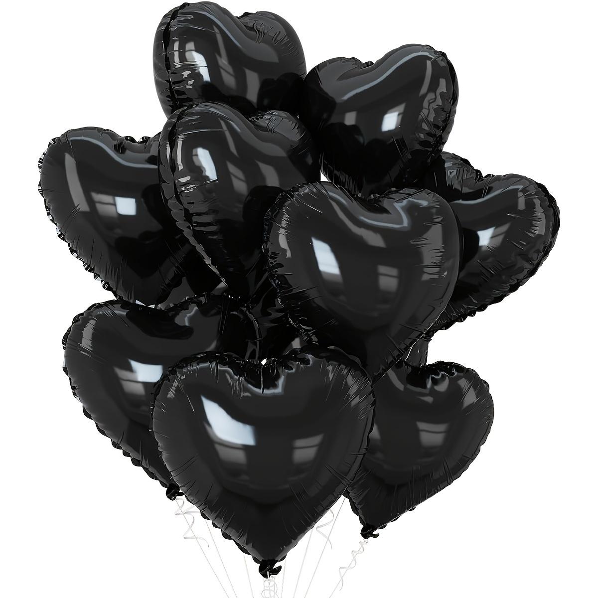 

10pcs Heart-Shaped Black and Golden Aluminum Foil Balloons Set Versatile Party Decorations for Weddings, Birthdays, Graduations чёрный
