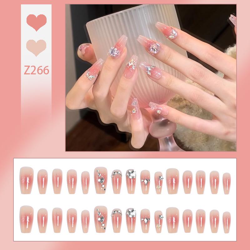 Luxurious Transparent Blush Bubble Rose Press-On Nail Set with Wearable Stickers