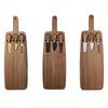 Acacia Wood Cheese Board Set with Stainless Steel Knives and Forks - Ideal for Snacks and Cutlery.