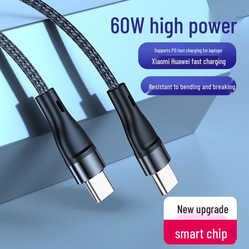 PD60W Dual-Head Type-C Charging Cable for Apple, Xiaomi, Huawei Devices