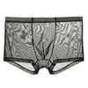 Men Underpants Breathable Solid Color Lint Free Friendly to Skin Elastic Waist Inside Wearing Polyester Quick Dry Mesh Men Boxers Underpants Gift