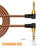 6.35mm Guitar Cable, 0.5m, 14" TRS Cable, Nylon Braided Multi-Shielded 6.35mm Stereo Jack 90 Degree Right Angle Male to 90 Degree Right Angle Male