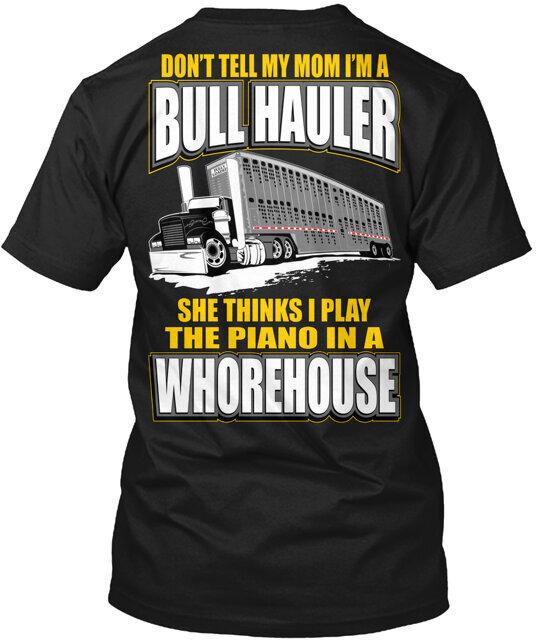 

Bull Hauler Piano Left Chest T-Shirt Made in the USA Size S to 5XL 4XL
