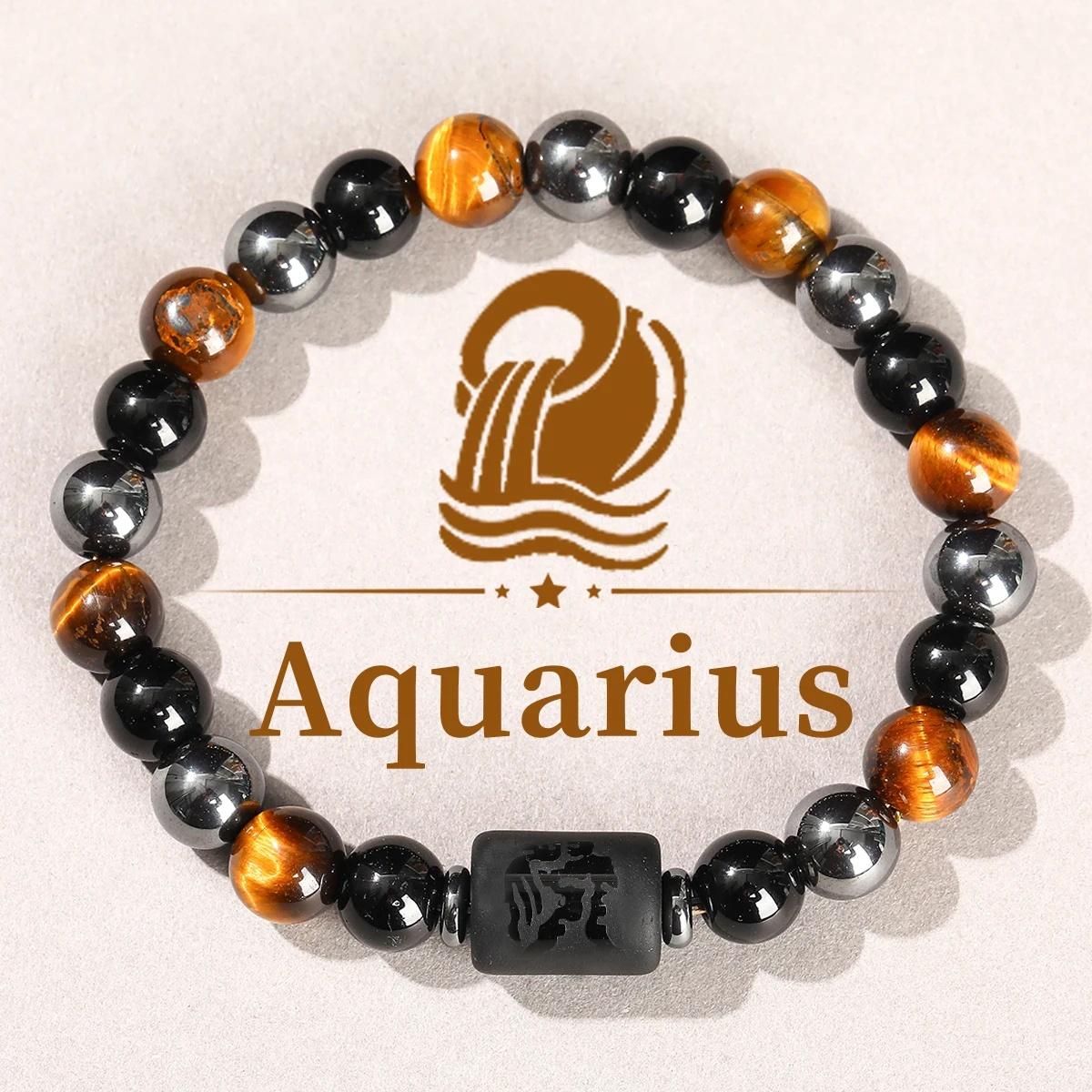 

Браслет из натурального камня с 12 знаками зодиака Близнецы Козерог Рак Дева Лев Браслет Женский Мужской Дружба Ювелирные изделия Браслеты