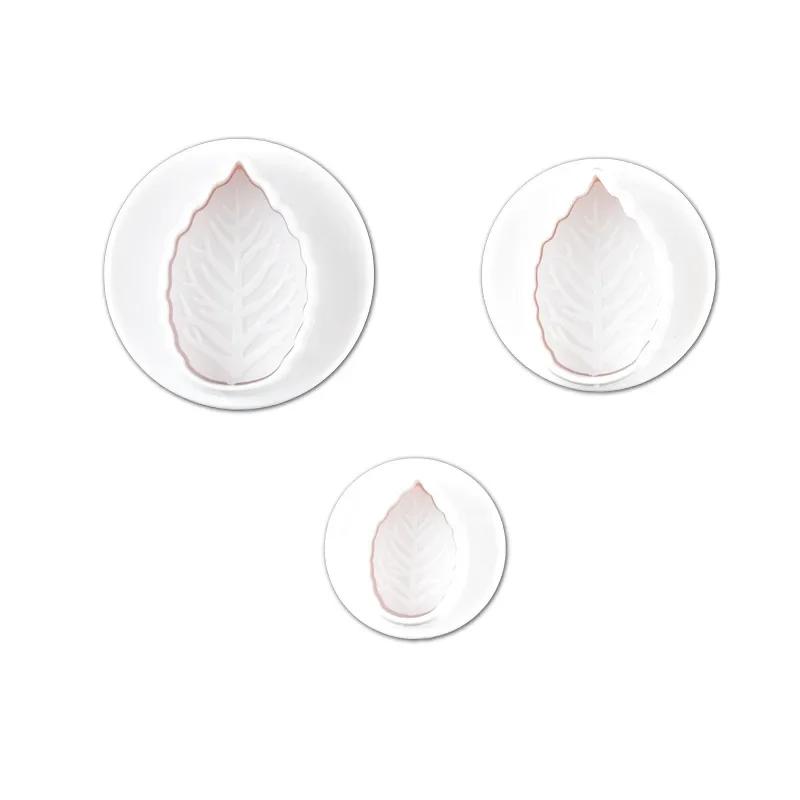 3pcs/set Rose Leaf Cookies Mold DIY Cake Cookie Molds Stamp Leaves Shape Plastic Bakeware Cutter DIY Kitchen Fondant Tools