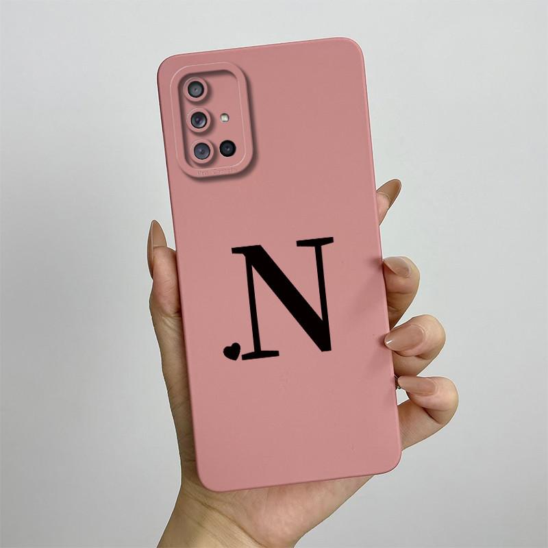 For Samsung Galaxy A51 A71 Case A515F A715F Initial Letters Liquid Silicone Phone Case For Samsung A51 A 31 71 Soft Cover Bumper