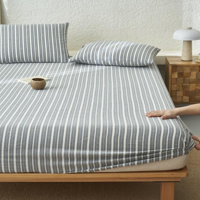 Premium Cotton Plain Fitted Sheet Deep Pocket Elastic Edges Non Slip Sheet Home Mattress Protector Soft Sheets Couvre Lit