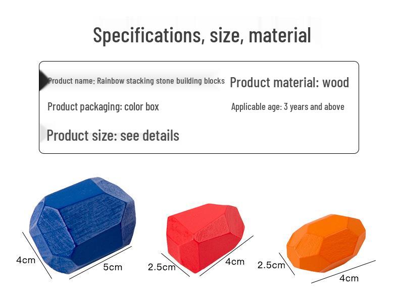 Colored Wooden Stacking Stones Balance Game - Children's Early Education Puzzle Toys