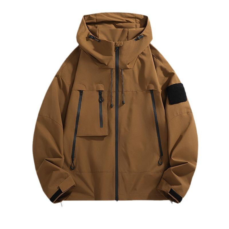 Outdoor Jacket Men's Windproof and Waterproof Mountain Jacket Tooling Hooded Jacket Couple Mountaineering Suit Men