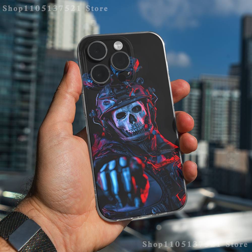 C-COD Call Of D-Duty Ghost Phone Case For iPhone 16,15,17,12,13,14,11 Max,Pro,Plus,X,XS,XR,SE4,E Mini Transparent Cover
