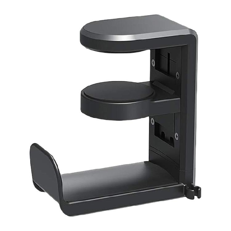 Lightweight Under Desk Headset Stand Holder Rack with Rotating Hook Adjustable Clamp for Organized Gaming Setup