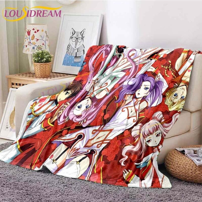 Classic Anime Blanket Code Geass Flannel Throw Blanket Lelouch Chair Sofa Lazy Blankets Cartoon Blankets for Home Bedroom Travel