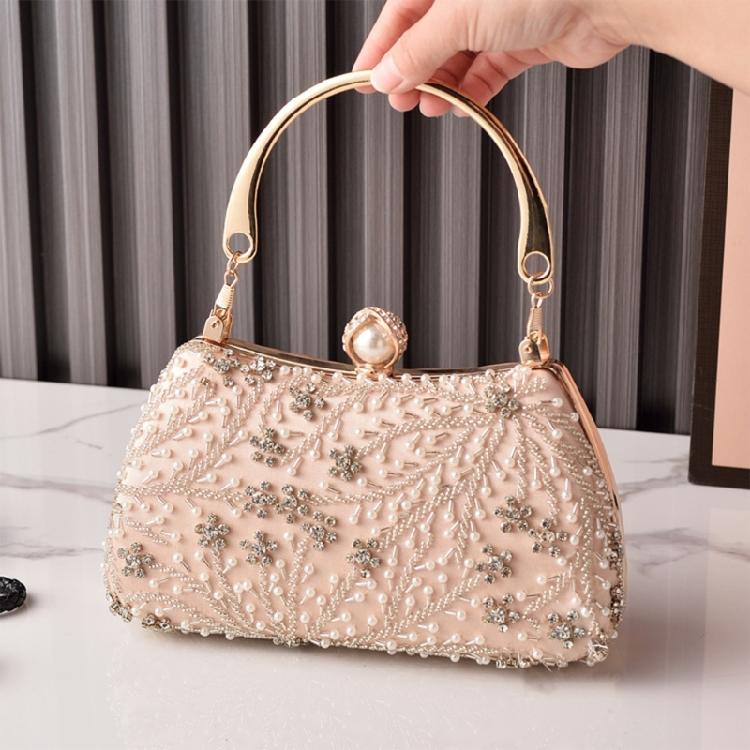Women's Top Handle Handbags,Pearls Evening Clutches Purse with Chain Shoulder Bag for Party Prom Wedding Cocktail Club