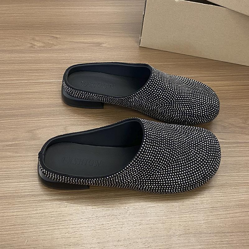 

Весна и лето 2025 года новые тапочки Birkenstock Baotou, полностью усыпанные бриллиантами, с одним наступающим на дерьмо, повседневные, универсальные, модные, полушлепки 35