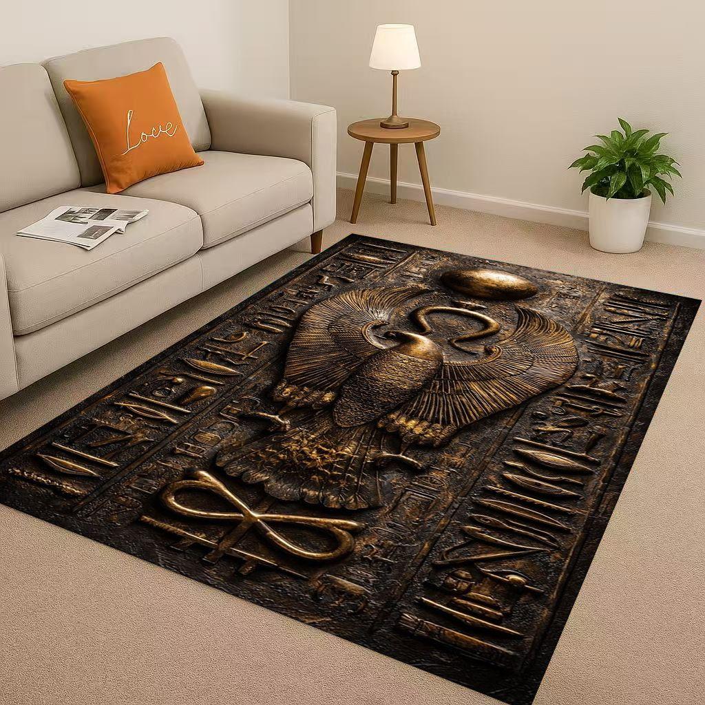 Retro Ancient Egypt Pictographic Eye of Horus Living Room Non-Slip Area Rug Carpet for Bedroom Sofa ,Easy Clean Home Doormat