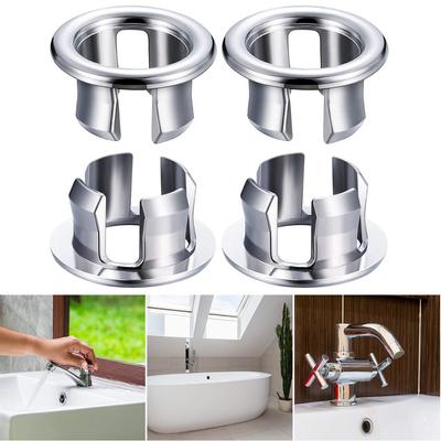 4 X Pcs Bathroom Basin Sink Overflow Ring Chrome Hole Cover Cap Inserts Round