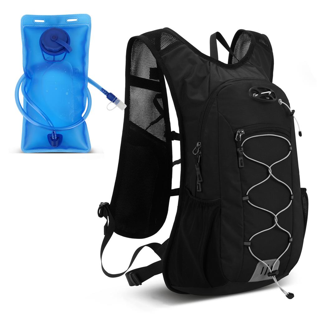 Backpack Outdoor Sports Bag Nylon Rainproof Hiking Cycling Backpack with Insulated Compartment and 2L Water Bladder