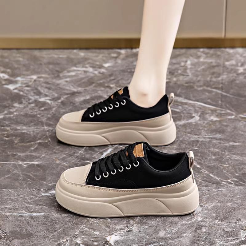 2025 new sports shoes women's spring versatile women's shoes lightweight casual non-slip thick-soled canvas board shoes women