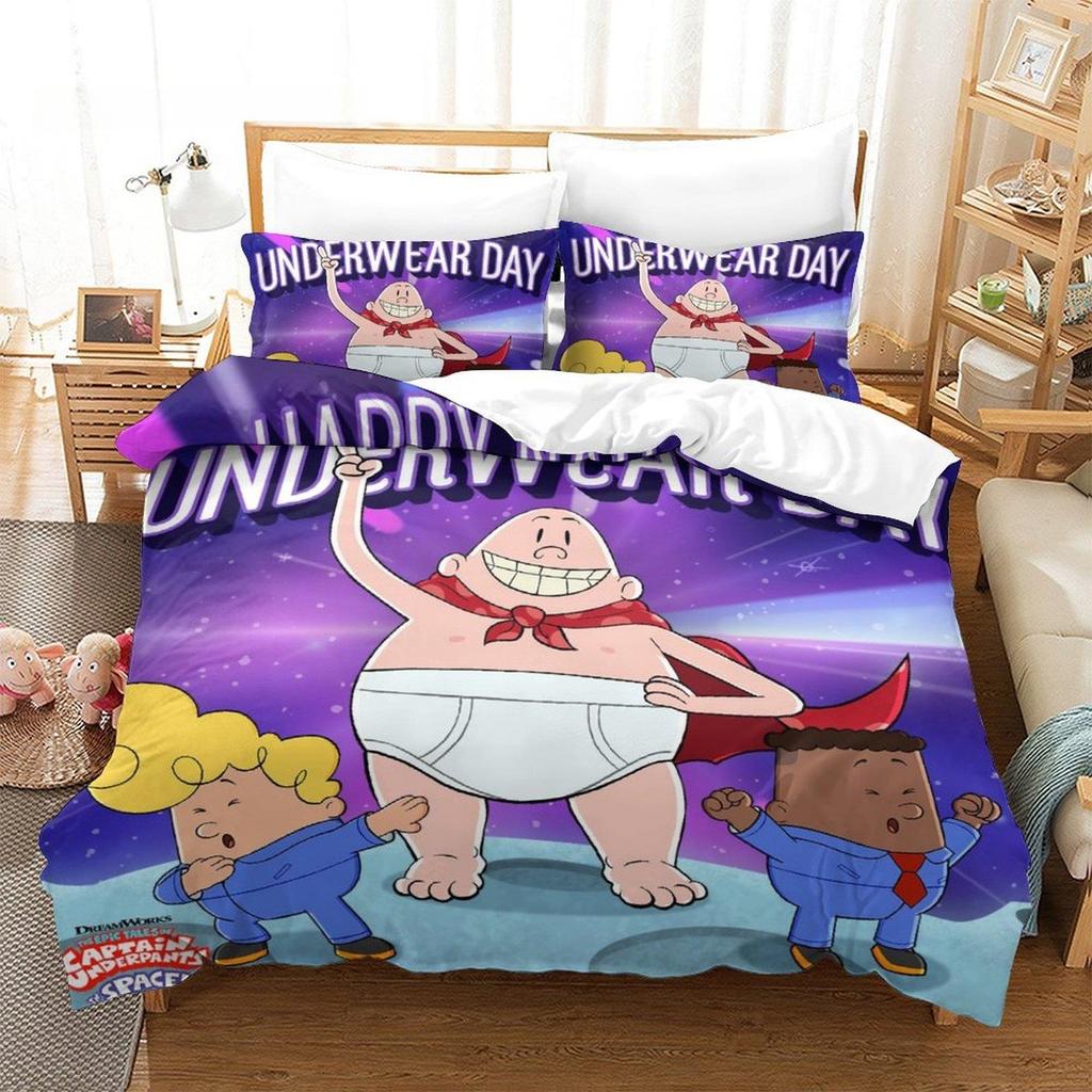 Fashion Cartoon Kawaii Captain Underpants Bedding Set Single Twin Full Queen King Size Bed Set Adult Kid Bedroom Duvetcover Sets