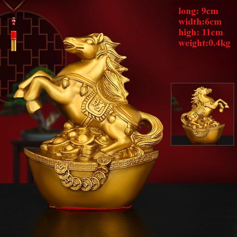 Chinese Zodiac Horse Ornament Brass Ingot Wealth-Attracting Money Horse Home Office Decorative Craft