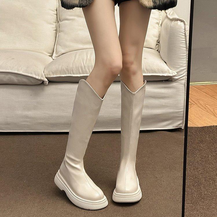 

Сапоги женские осень и зима 2025 новые модели но выше колена толстая подошва маленькие толстые ноги тонкие ретро британский стиль рыцарские сапоги 40