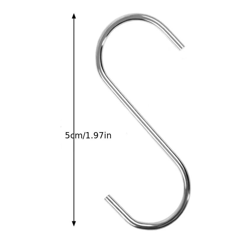 10pcs Stainless Steel S Shaped Hook Kitchen Bathroom Clothing Hooks Multi-functional Metal Hanging Hook