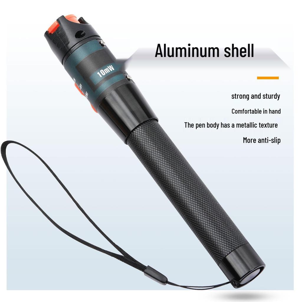 10mW Glasfaser Rotlicht Teststift - 10km Reichweite, Metall, Stiftform