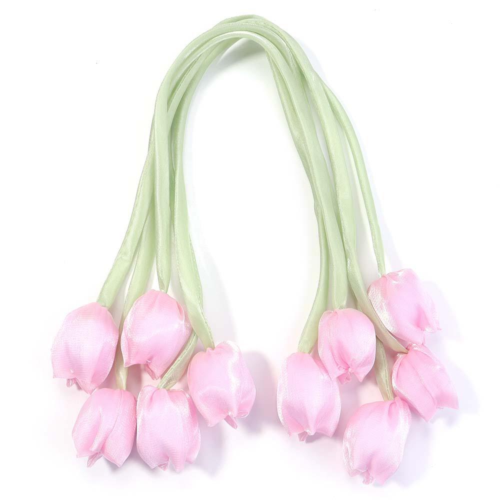 5Pcs/Lot Colorful Tulip Bow Flower Patches, Handmade 3D Fabric Appliques for Pillows Bags DIY Craft Home Decoration Accessories