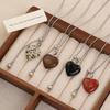 Vintage Heart-Shaped Stone Pendant Necklace for Women Fashion Adjustable Pull-Out Tassel Y-Shaped Necklace Charm Jewelry Gifts