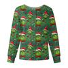 Women's Casual Fashion Long Sleeve Standing Collar Single Breasted Christmas Print Workwear Jacket Tops