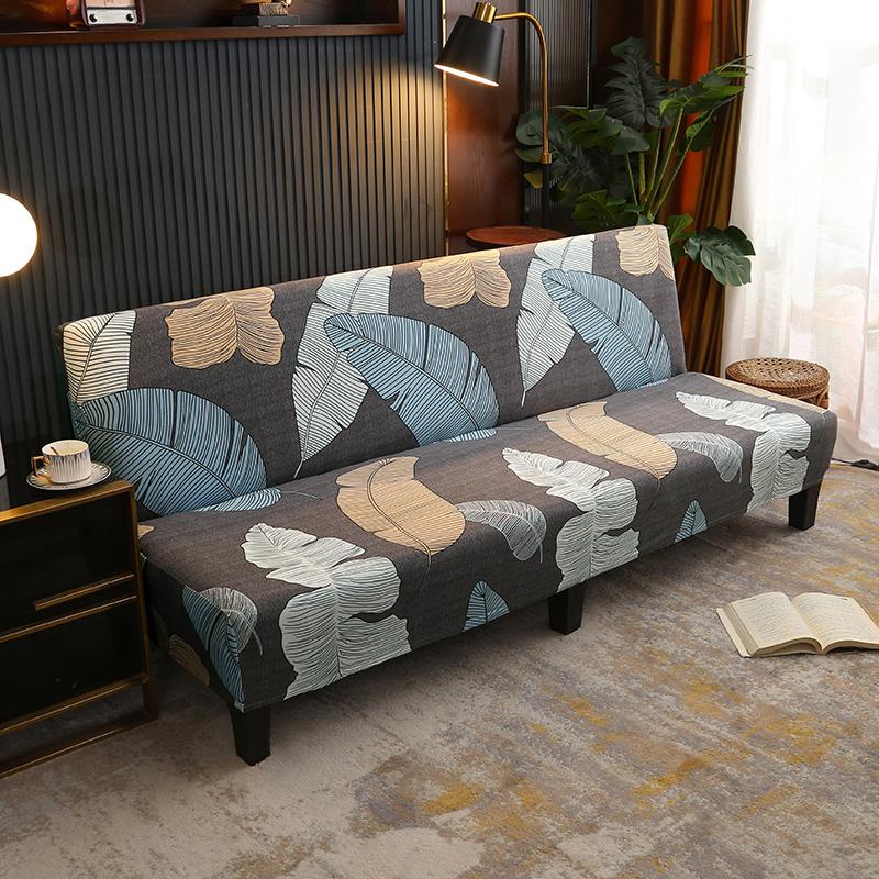 Stretch Futon Slipcover Armless Sofa Cover Furniture Protector Without Armrests Slipcover Soft with Elastic Bottom for Kids
