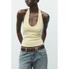 Summer New Product Women's Clothes French Style Design Hanging Collar Slim Fit Backless Basic All-Matching Tops 4424308